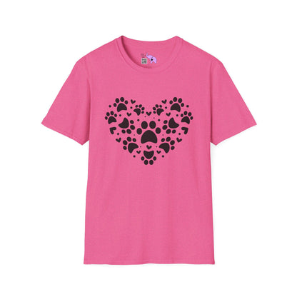 Paw Print Heart Adult T-shirt