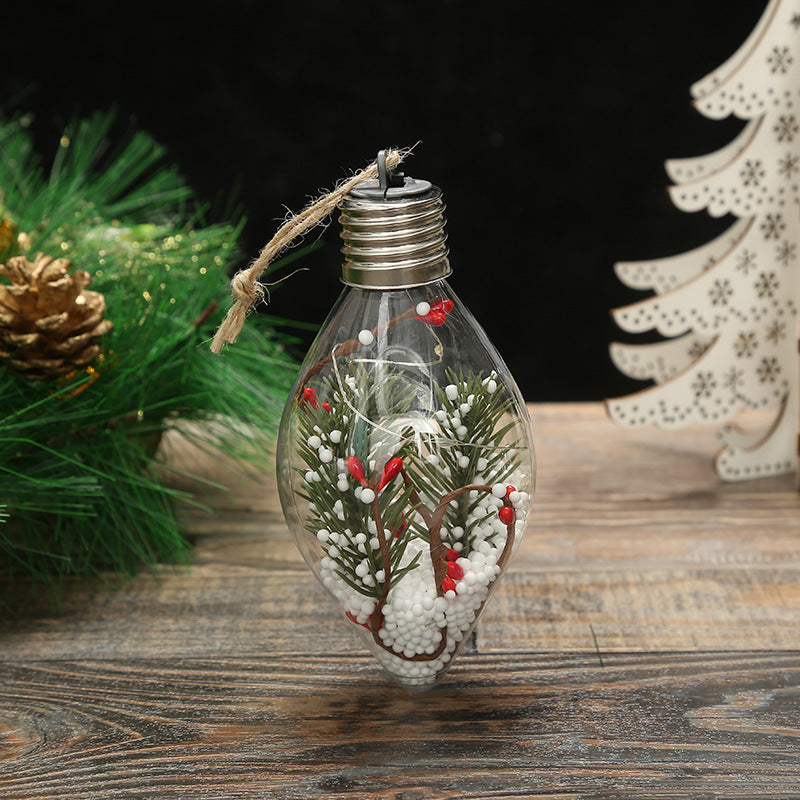 Retro Christmas Bulb Lighted Winter Scene Dry Snow Globe