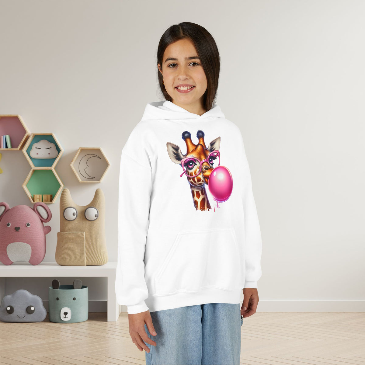 Girraffe Blowing Bubble Youth Heavy Blend Hoodie