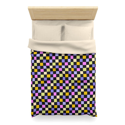 Joyful Checkerboard Microfiber Duvet Cover