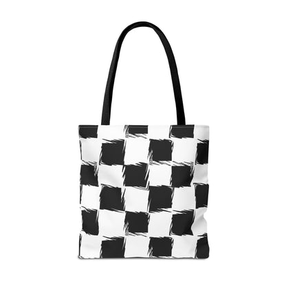 Distorted Check Canvas Tote Bag
