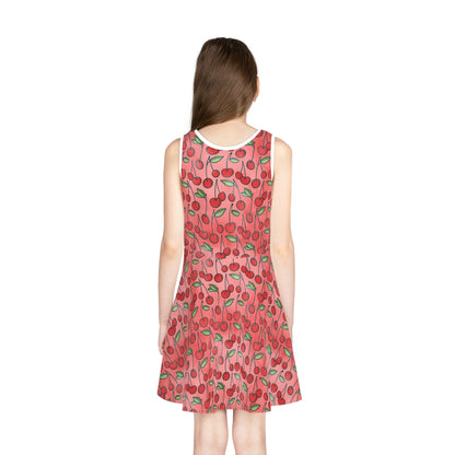 Cherry Bombshell Print Girls' Sleeveless Sundress