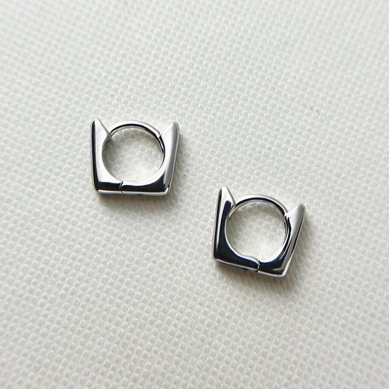 Sterling Silver Geometric  Square Earclip Earring