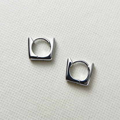 Sterling Silver Geometric  Square Earclip Earring