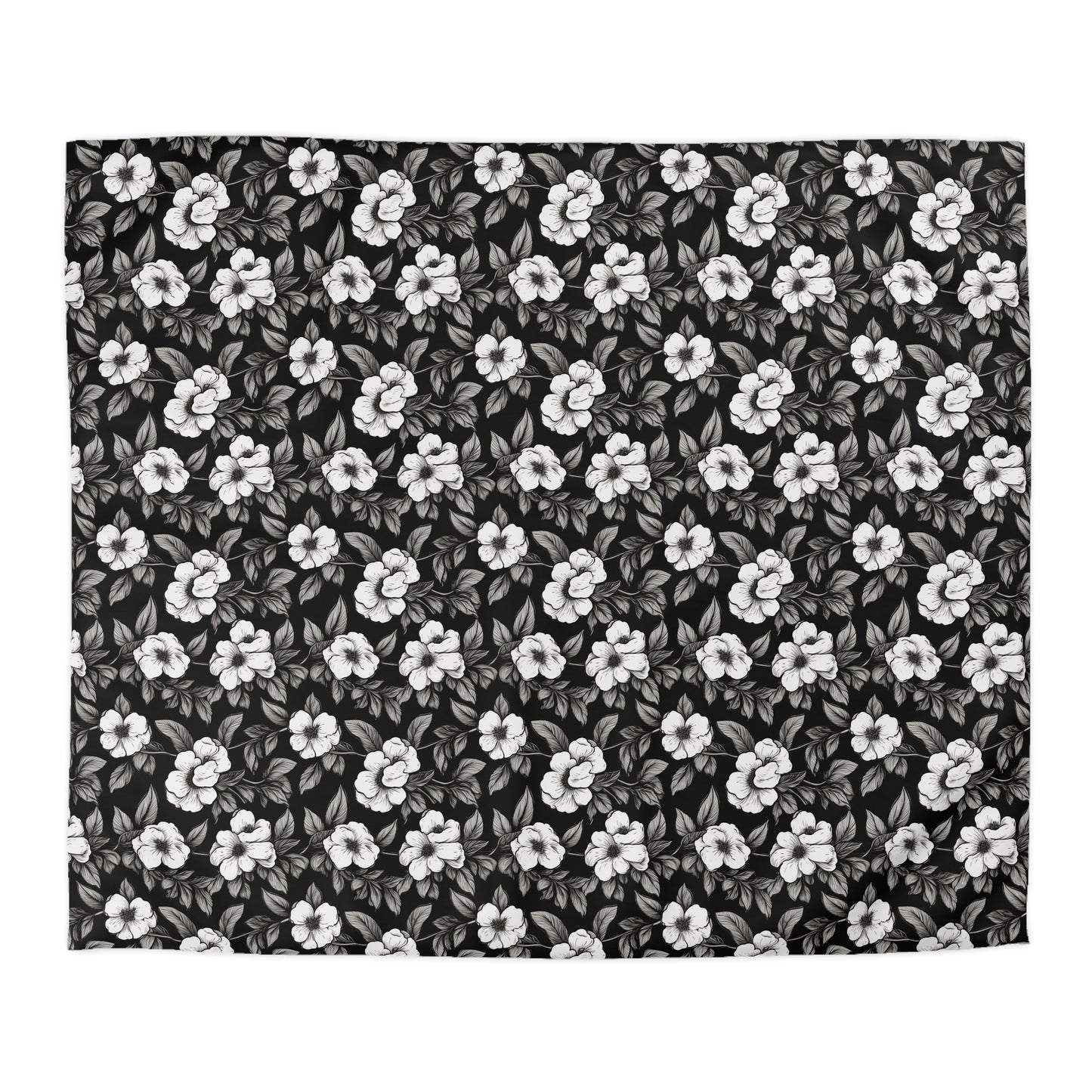 Black & White Daisies Microfiber Duvet Cover