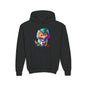 Cute Colorful Kitty w/Soccer Ball Youth Hoodie