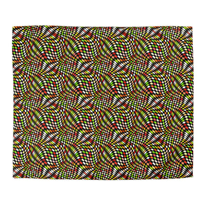 Warped Yellow/Green Checkered Duvet Bedding Set