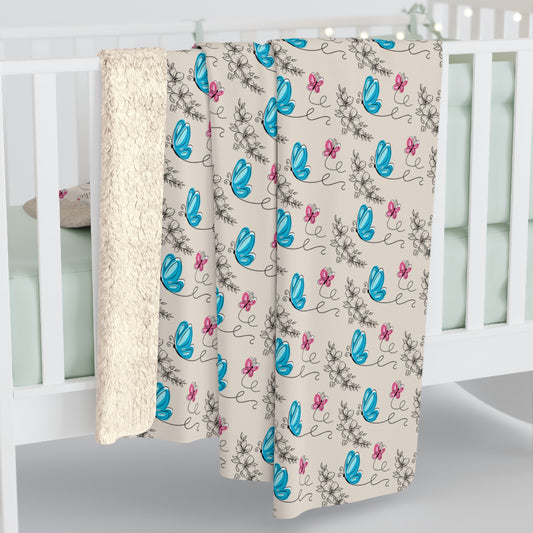 Butterfly Doodles Sherpa Fleece Blanket