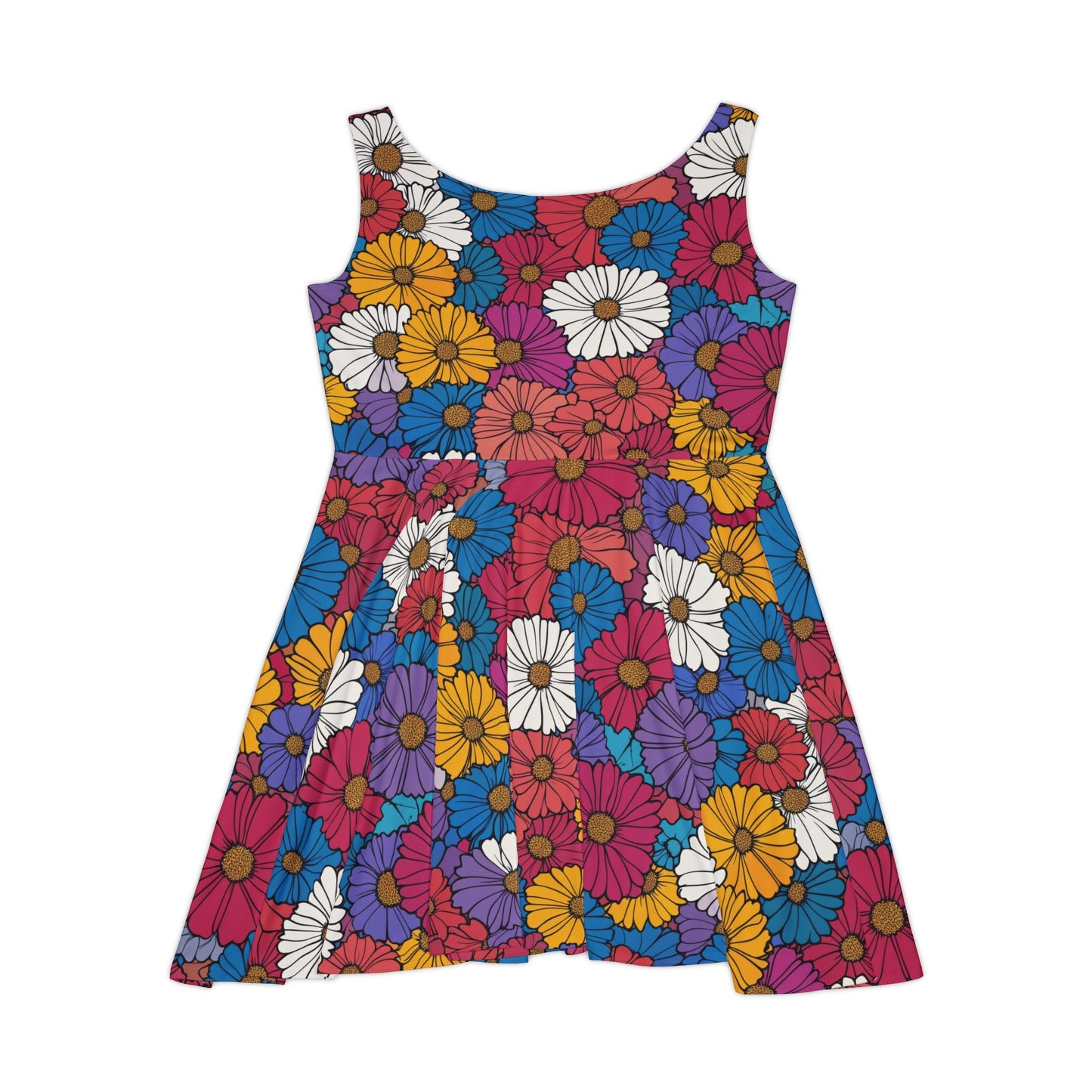 Dark Floral Women's Skater Dress - Fun Spring Floral Dress for Every Occasion