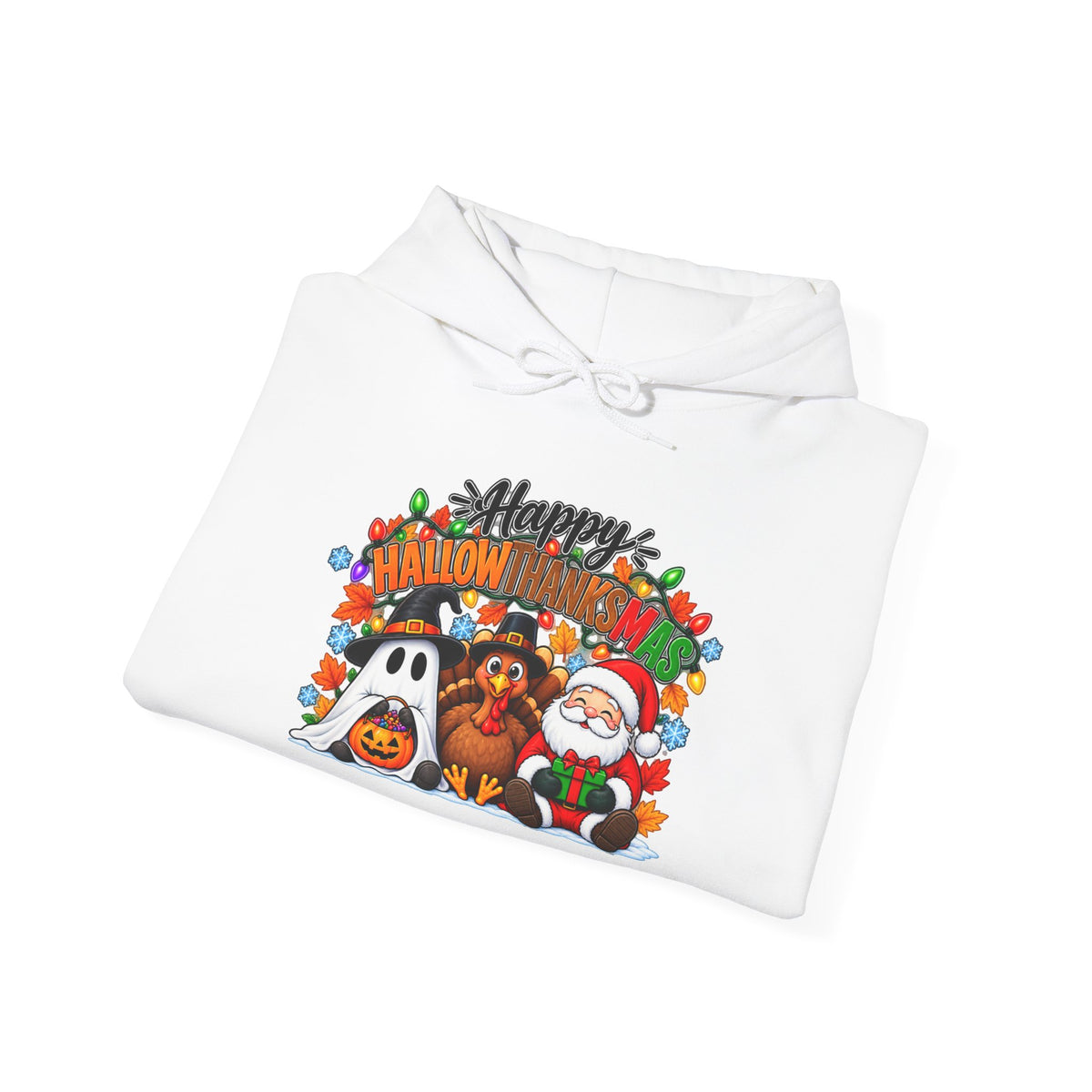 Happy Hallowthanksmas (String Lights) Heavy Blend™ Adult Hoodie