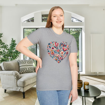 Floral Heart Adult T-shirt