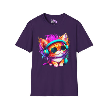 Cool Kitten w/Headphones Adult T-shirt