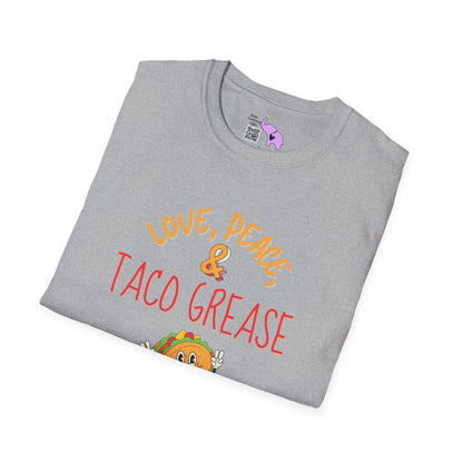 Love, Peace, & Taco Grease Adult T-shirt