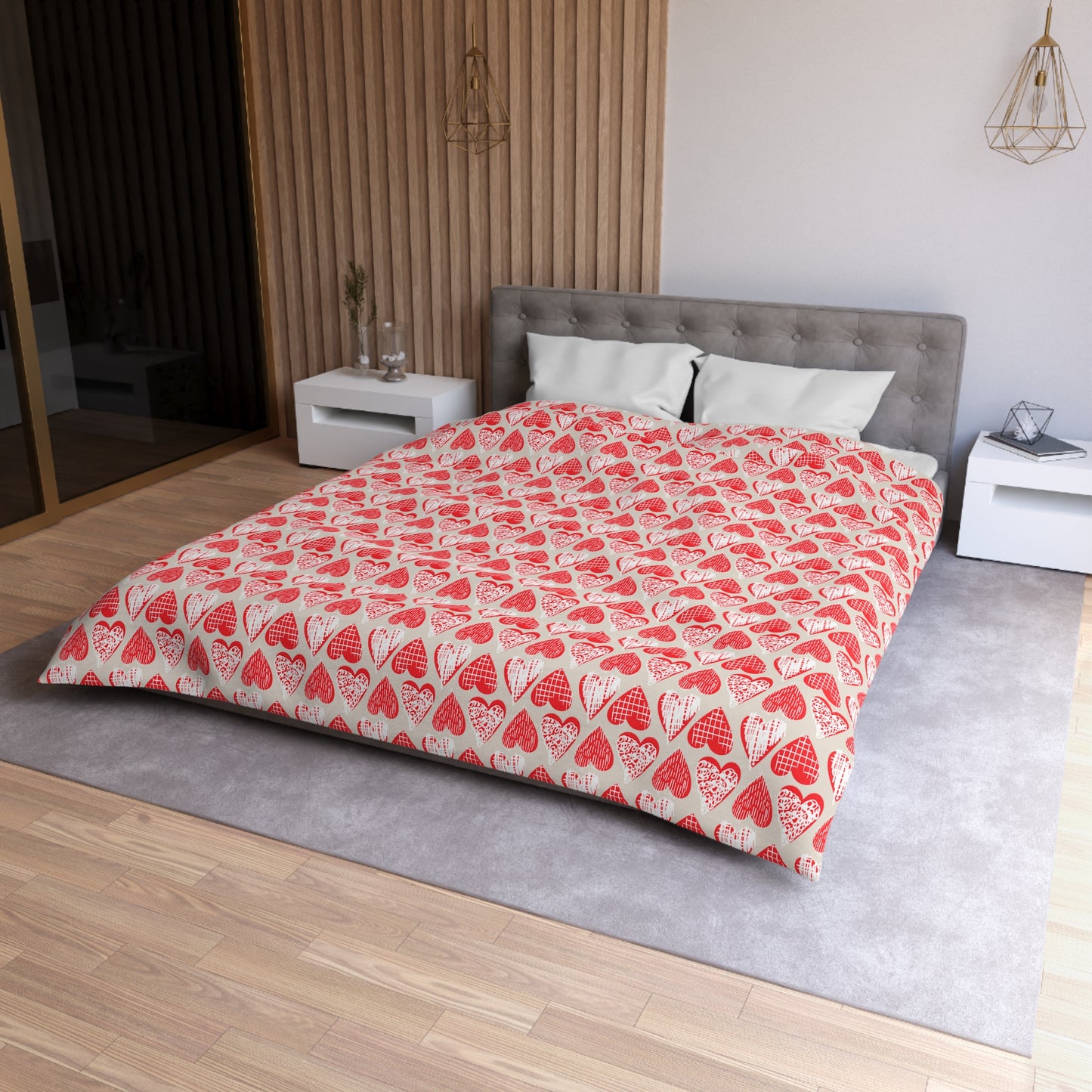 Doodle Hearts Microfiber Duvet Cover
