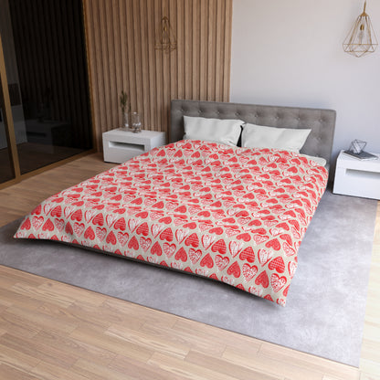 Doodle Hearts Microfiber Duvet Cover
