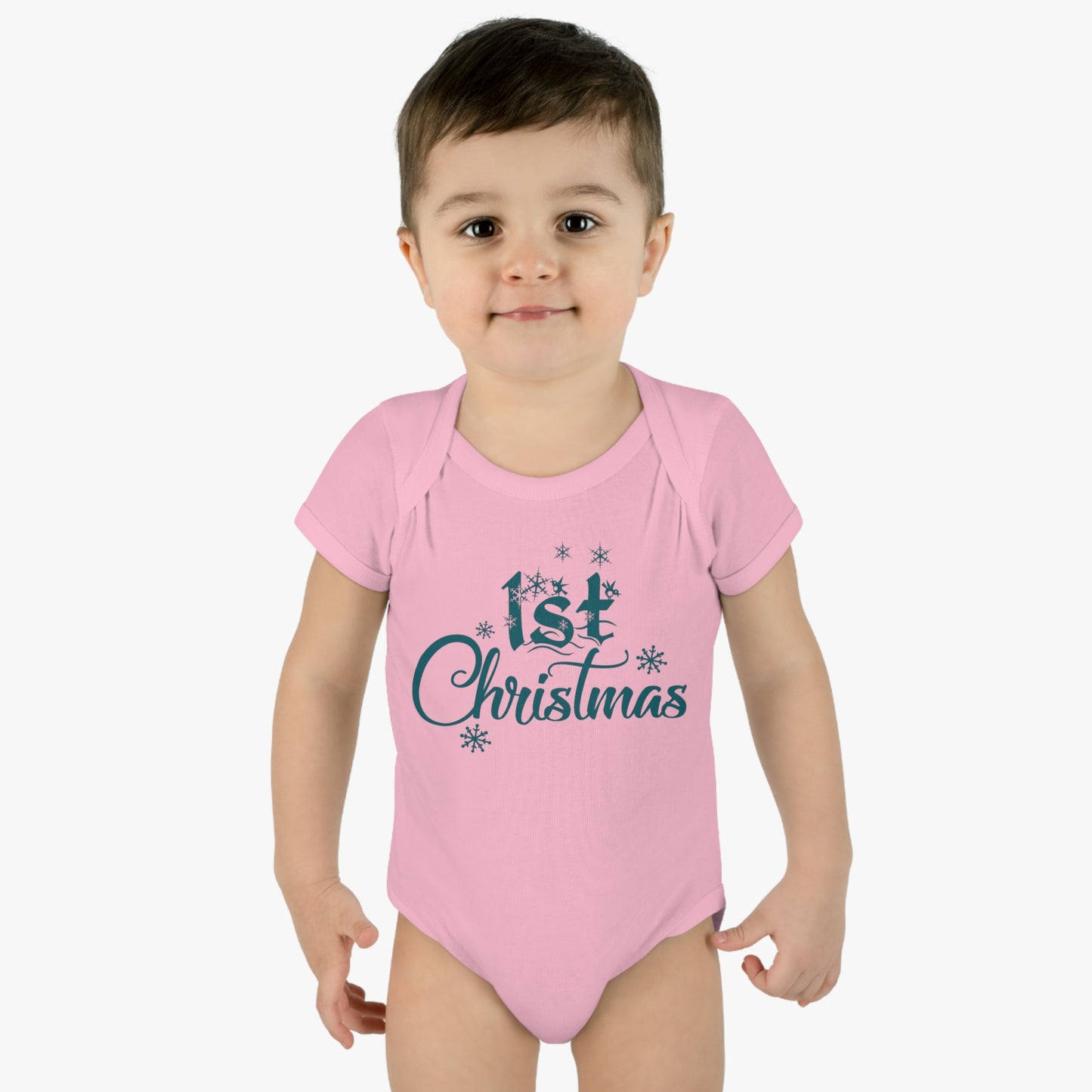 1st Christmas Infant Baby Rib Bodysuit