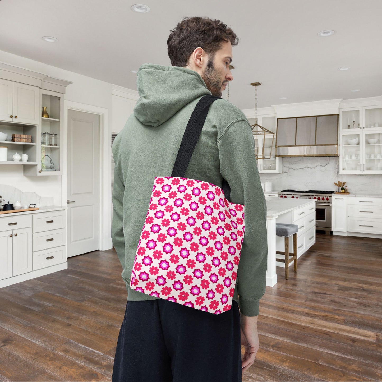 Rosy Star Garden Canvas Tote Bag