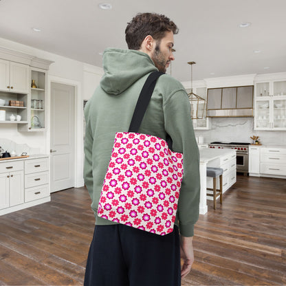 Rosy Star Garden Canvas Tote Bag