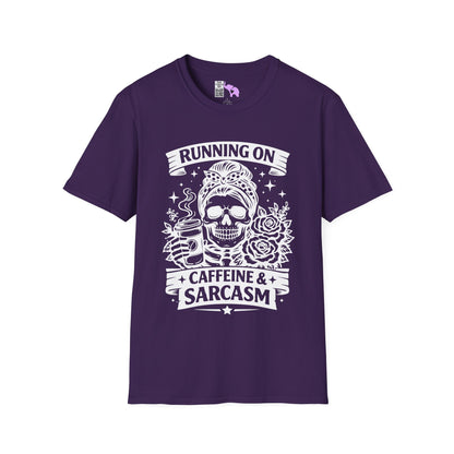 Running On Caffeine & Sarcasm Adult T-shirt