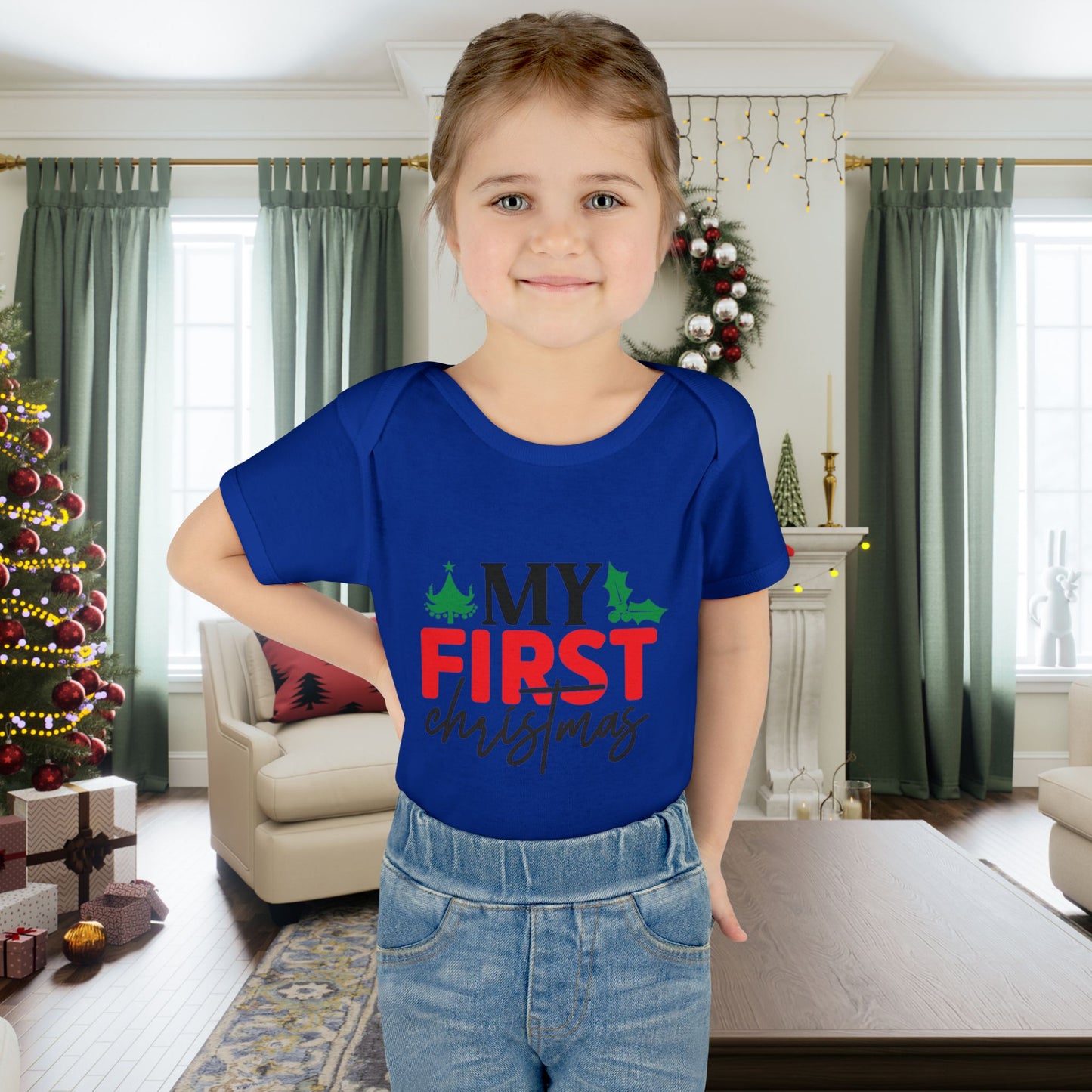 My First Christmas Infant Baby Rib Bodysuit