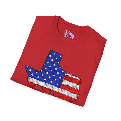 Texas American Flag 2 Adult T-shirt