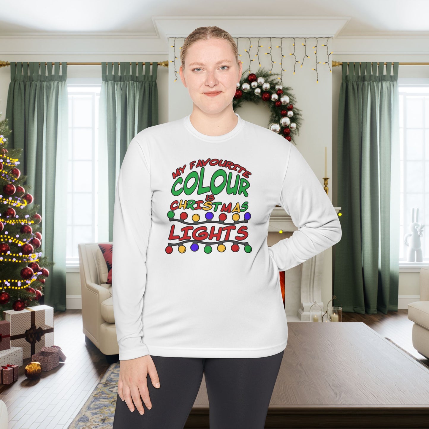 My Favourite Colour Is Christmas Lights Adult Long Sleeve Tee