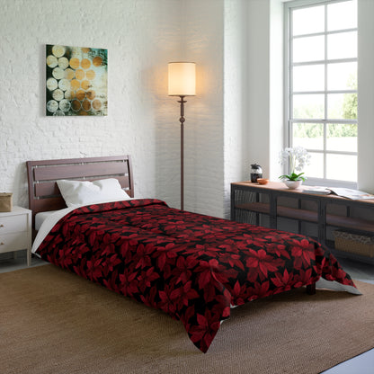 Midnight Poinsettia Garden Comforter