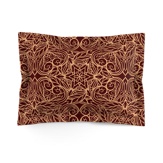 Oriental Red/Gold Floral Microfiber Pillow Sham