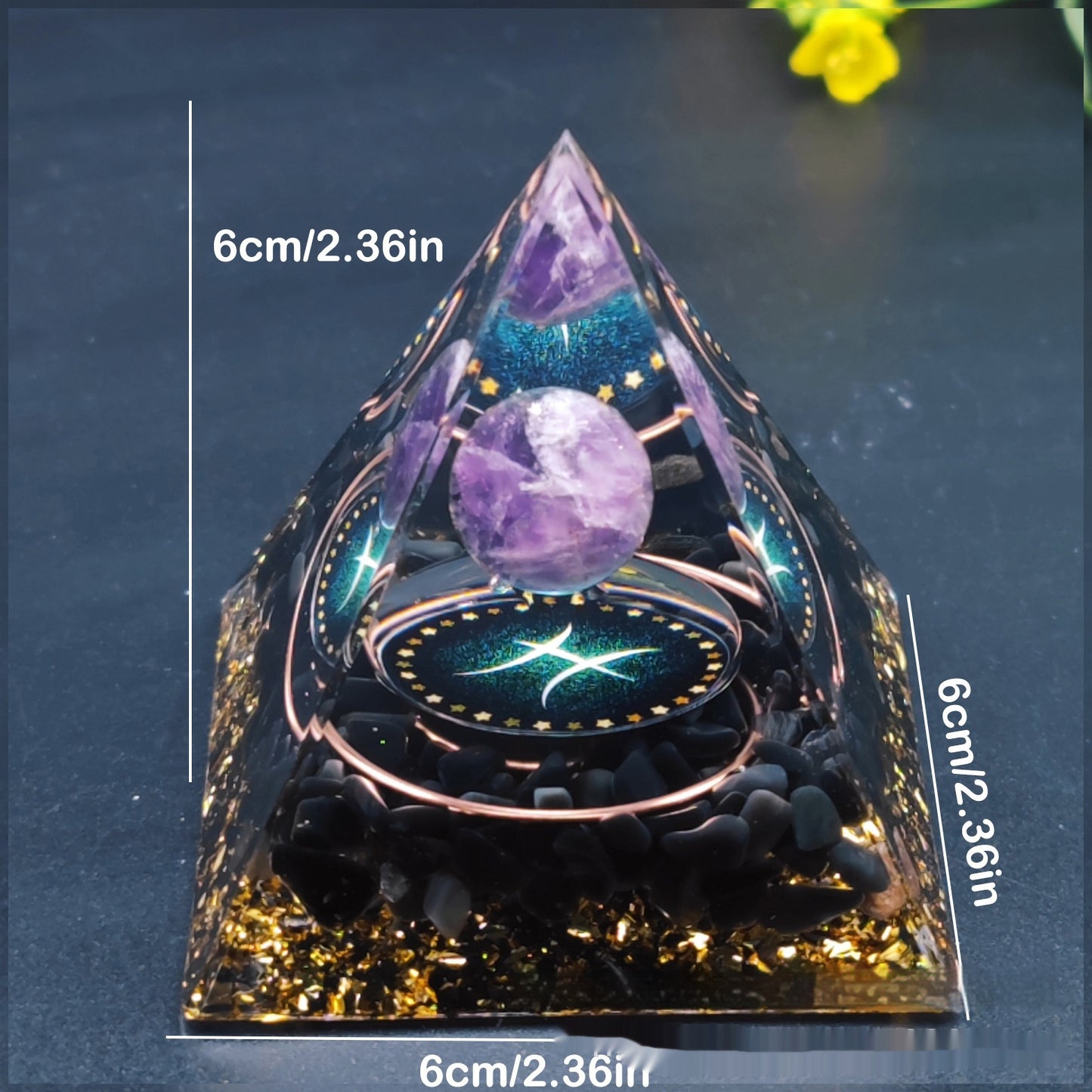 Zodiac Signs Amethyst Resin Pyramid