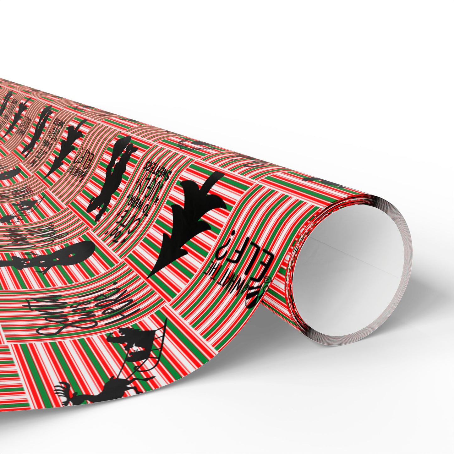 Christmas Quotes and Shapes Striped Wrapping Paper