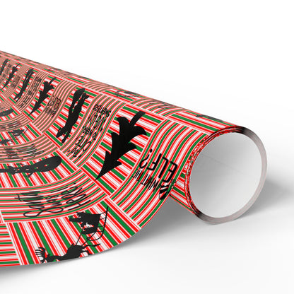 Christmas Quotes and Shapes Striped Wrapping Paper