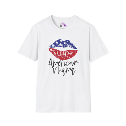 American Mama (Grunge Lips) Adult T-shirt