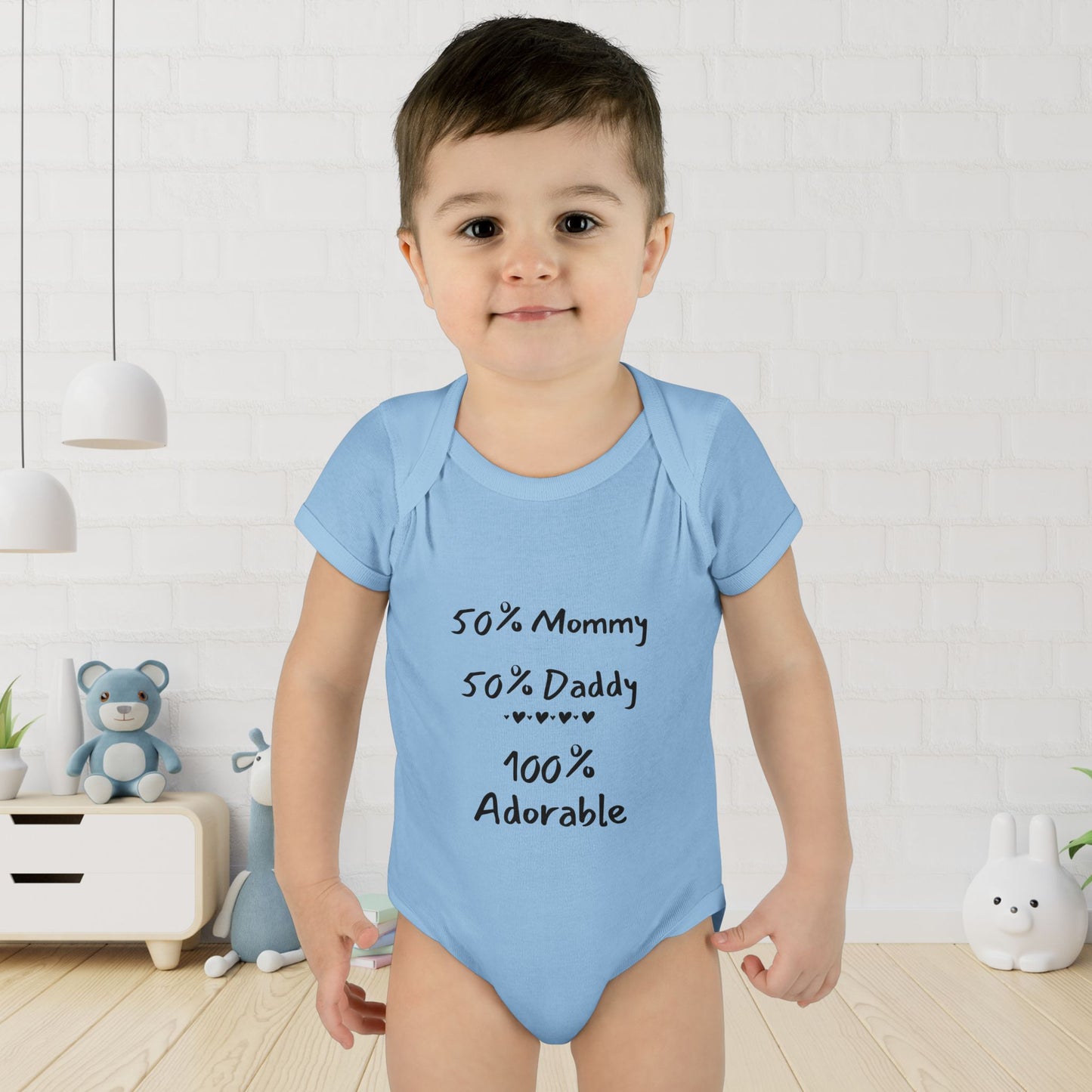 50% Mommy 50% Daddy 100% Adorable Infant Onesie
