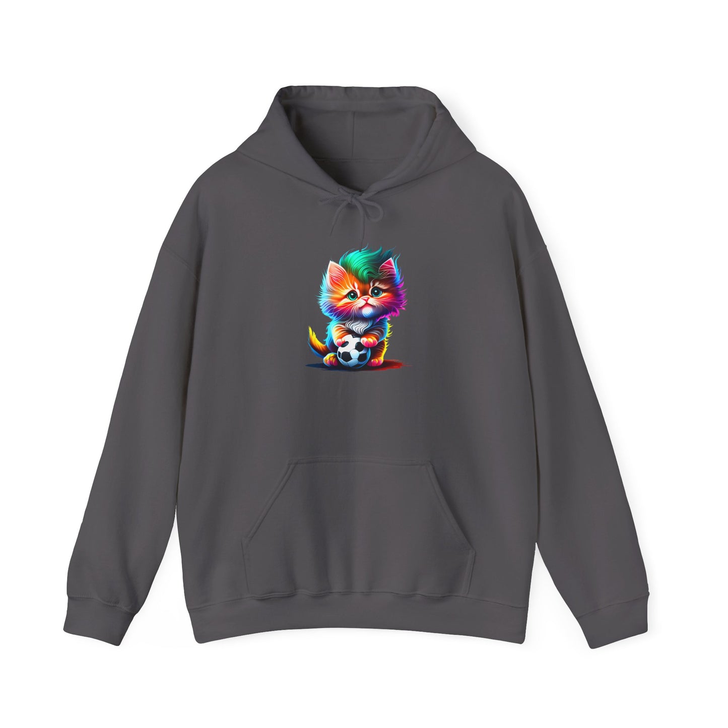 Cute Colorful Kitten w/Soccer Ball Heavy Blend™ Hooded Sweatshirt