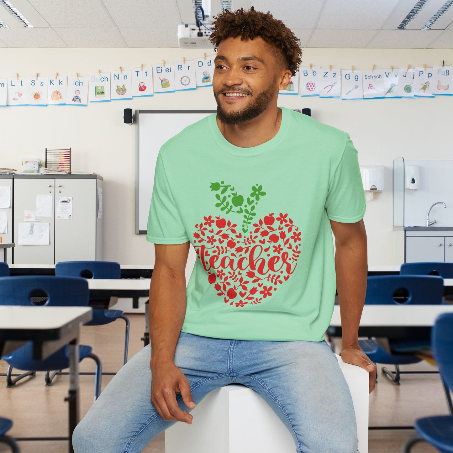Teacher Apple Heart Adult T-shirt