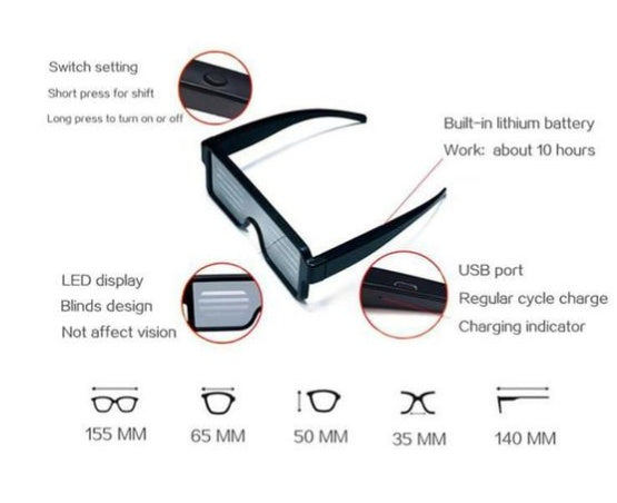 LED Luminous Display Glasses