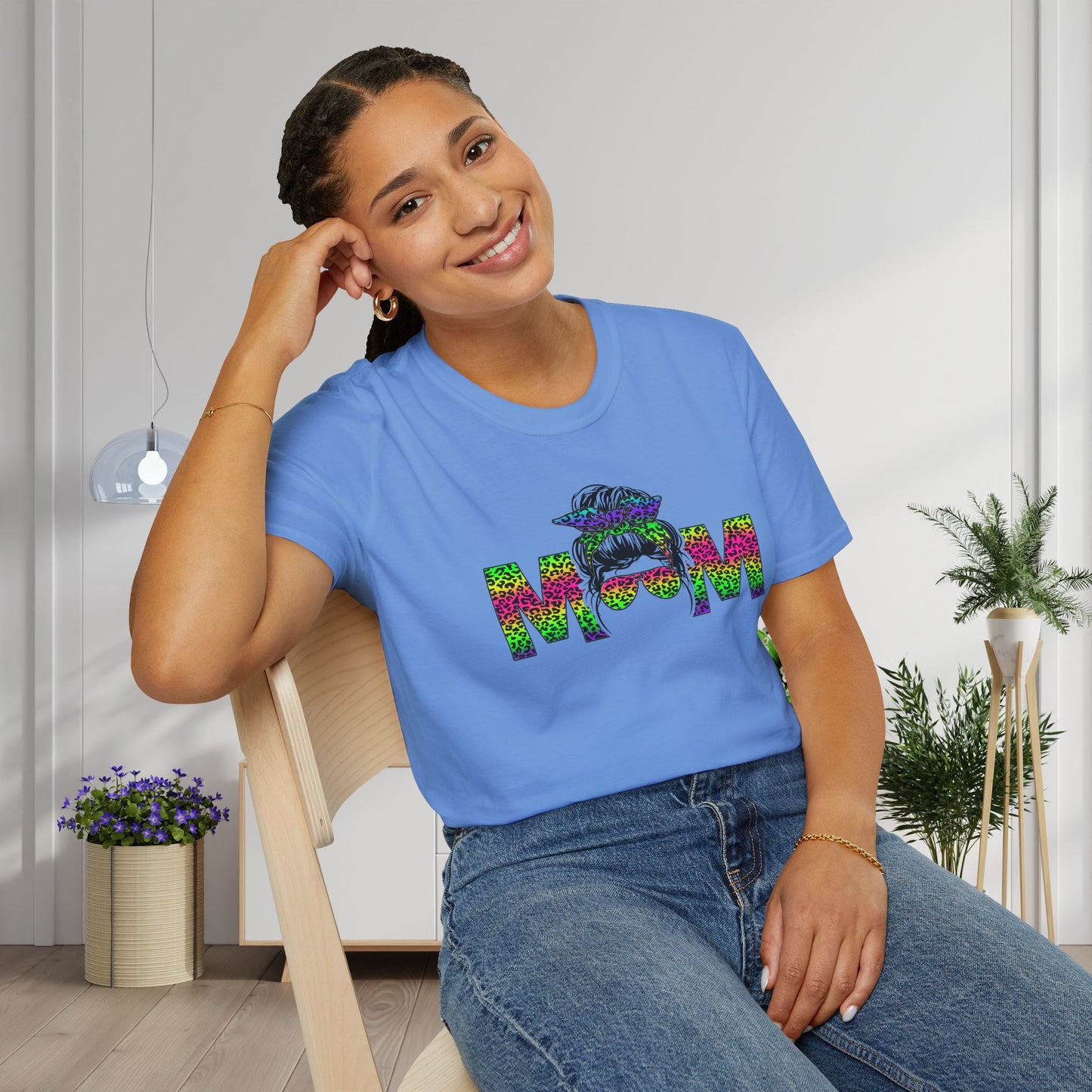 Mom (Colorful Leopard Print) Adult T-shirt