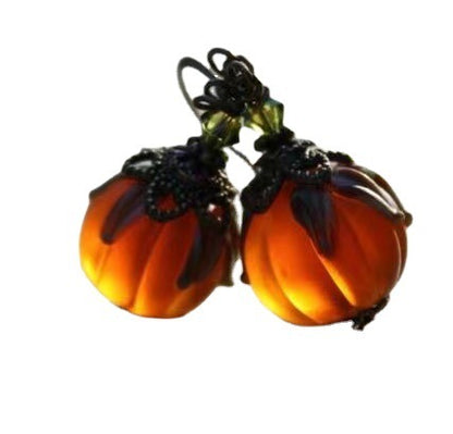 Vintage-style Pumpkin Pendant Drop Earrings