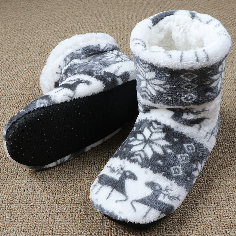 Thick Wool Christmas House Slippers