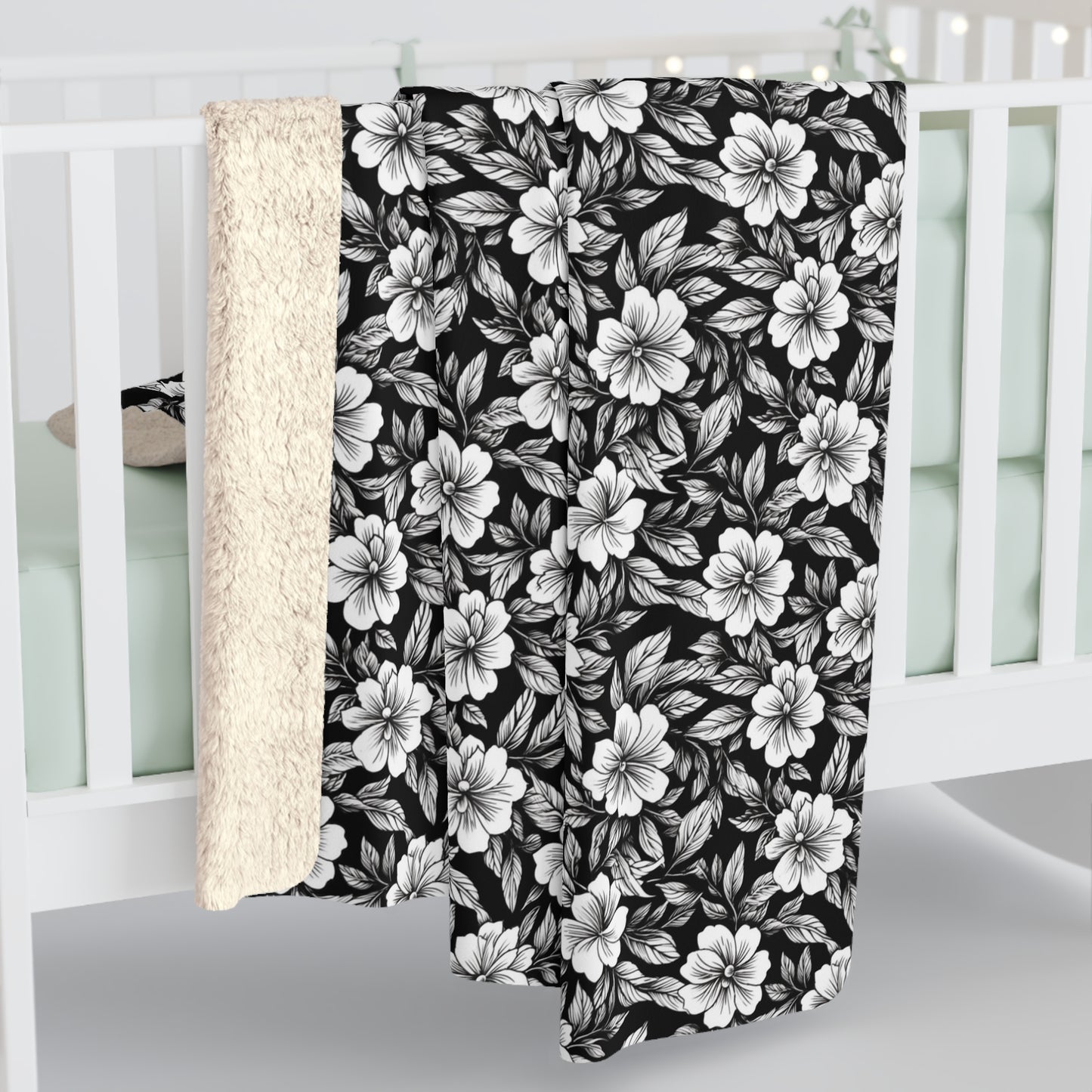 Monochrome Paradise Bloom Fleece Blanket