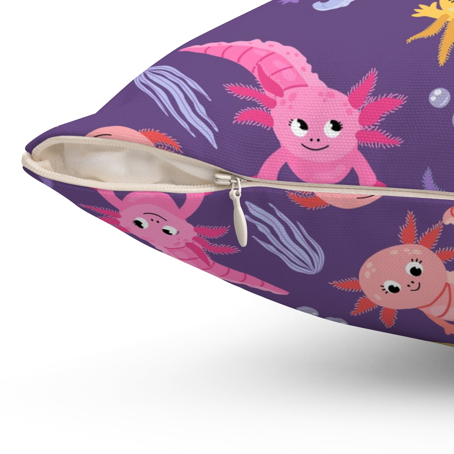 Axolotl Adventures Throw Pillow