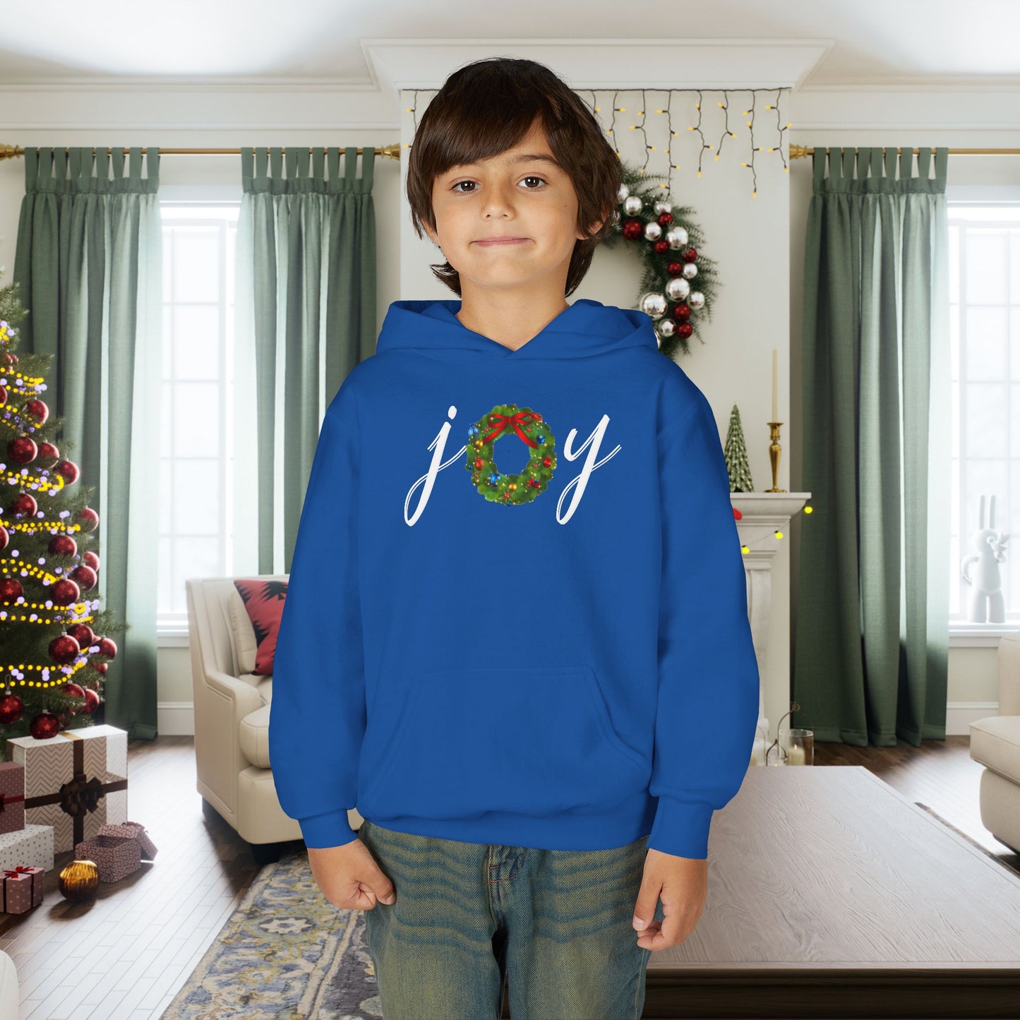 Joy w/Wreath Youth Hoodie