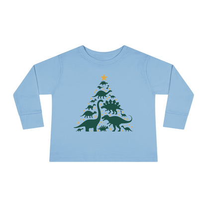 Dinosaur Christmas Tree Toddler Long Sleeve Tee