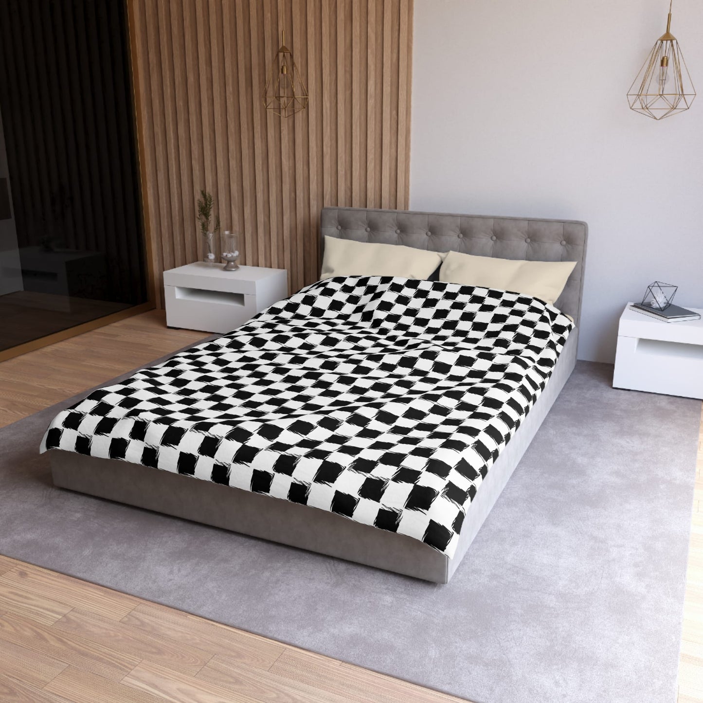 Distorted Check Microfiber Duvet Cover