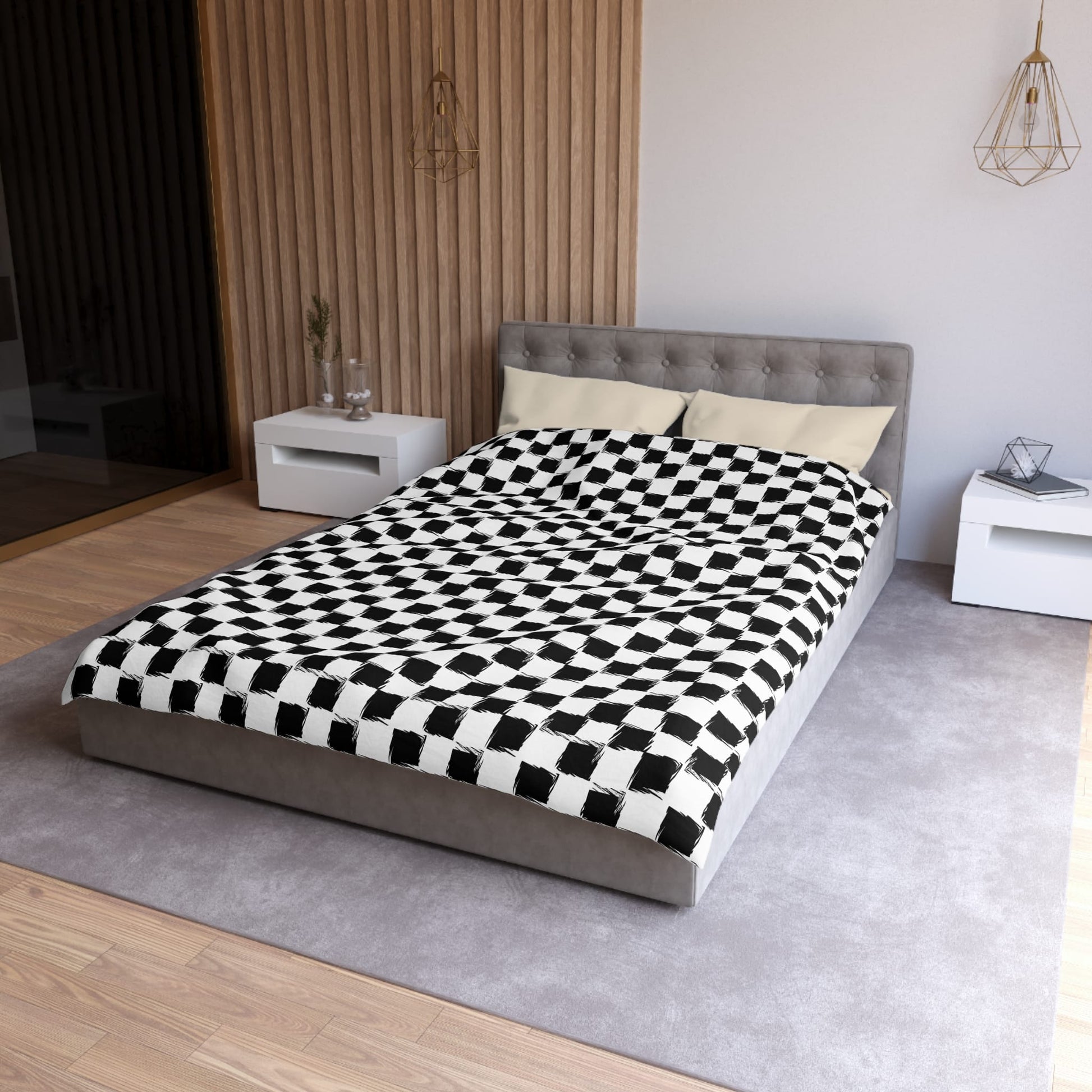 Distorted Check Microfiber Duvet Cover