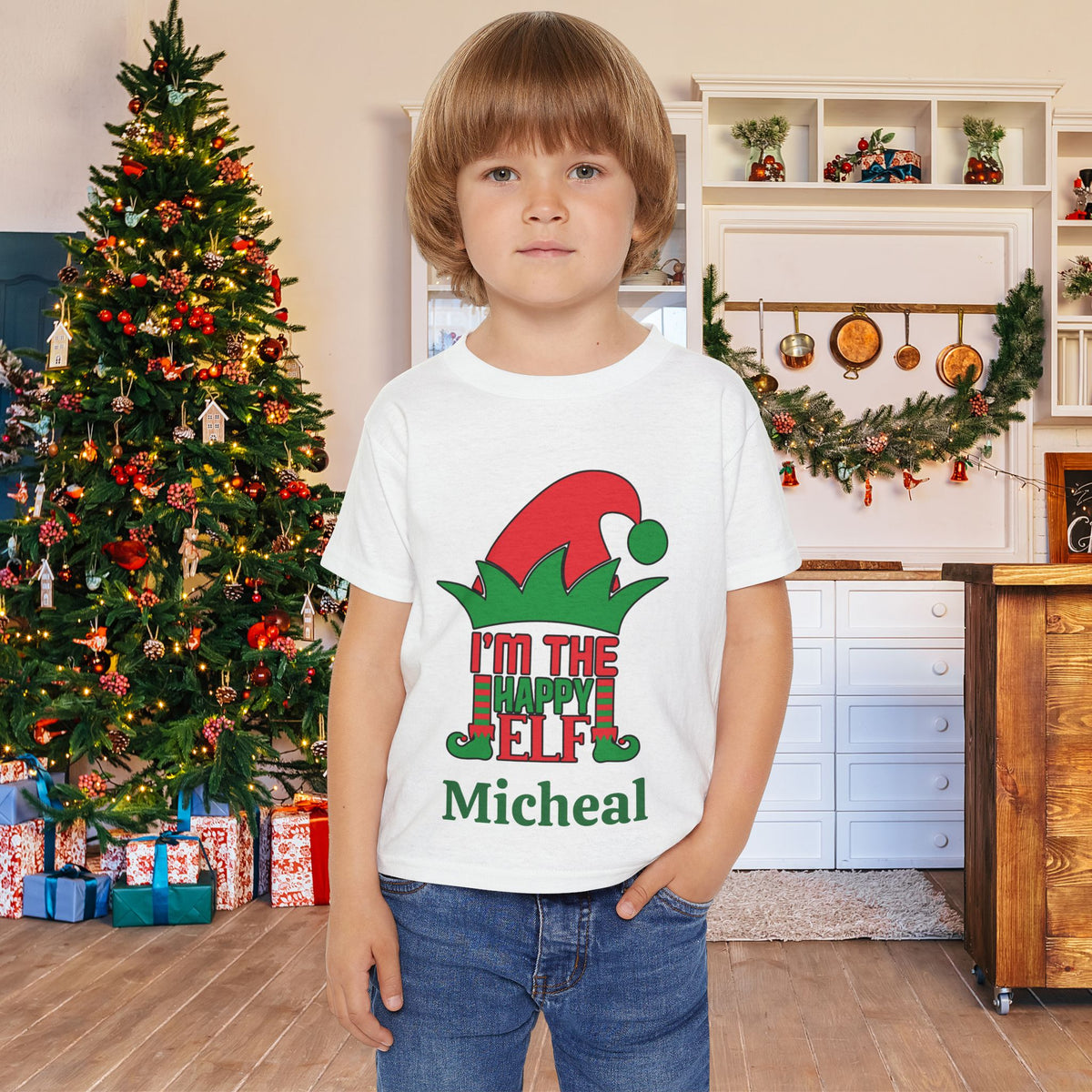 I'm The Happy Elf Personalized Heavy Cotton™ Toddler T-shirt