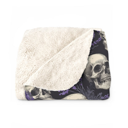 Midnight Lavender Skulls Fleece Blanket