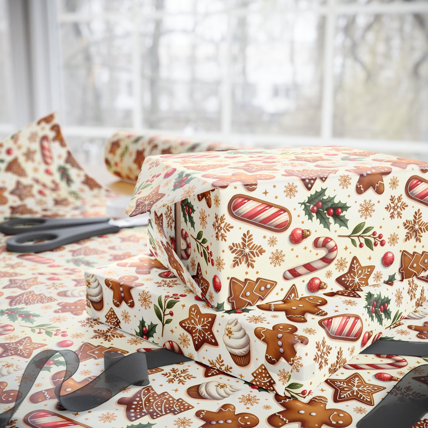 Peppermint & Gingerbread Dreams Wrapping Paper