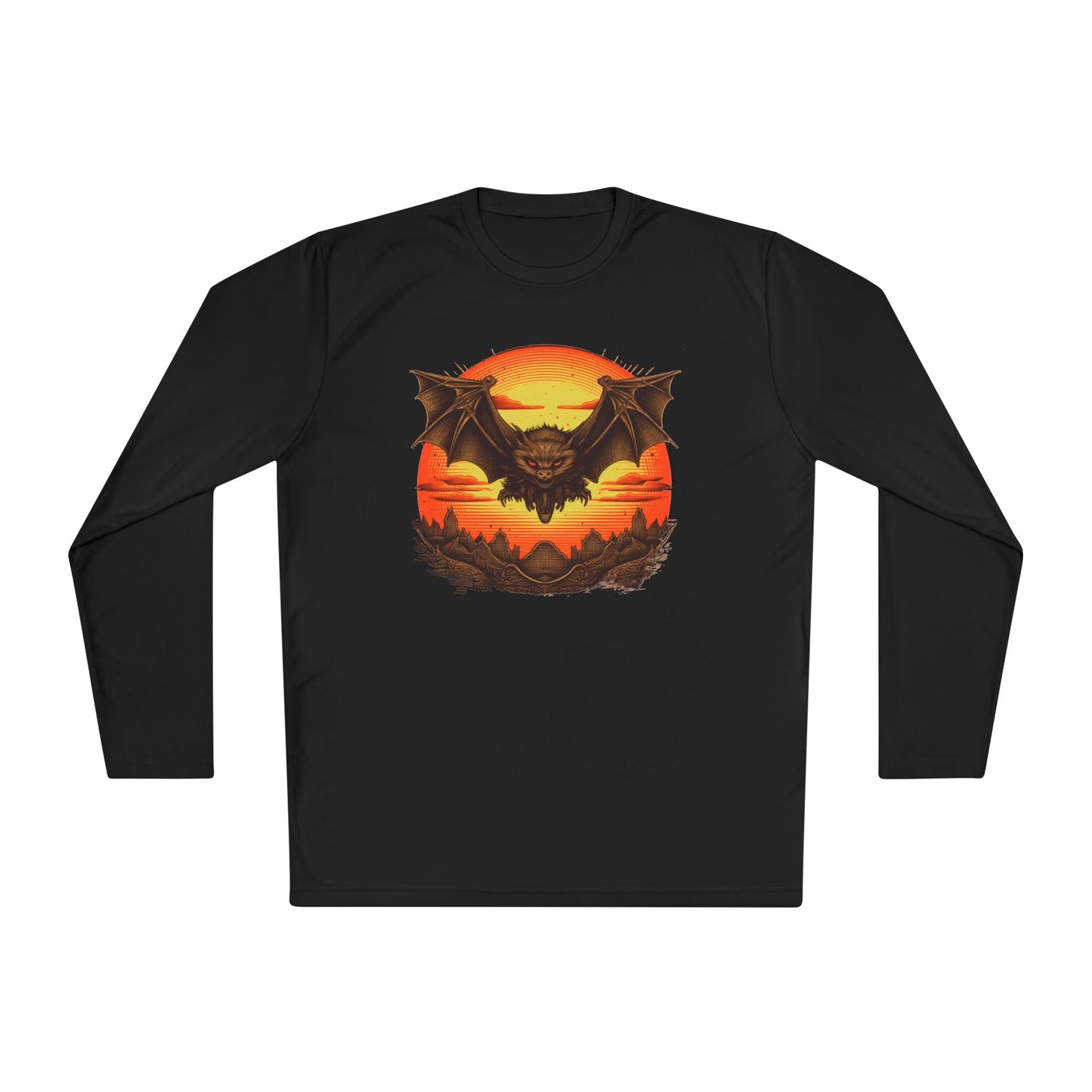 Creepy Bats Over Moon 4 Adult Long Sleeve Tee