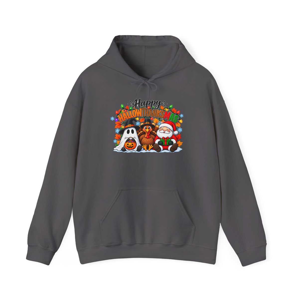 Happy Hallowthanksmas (String Lights) Heavy Blend™ Adult Hoodie